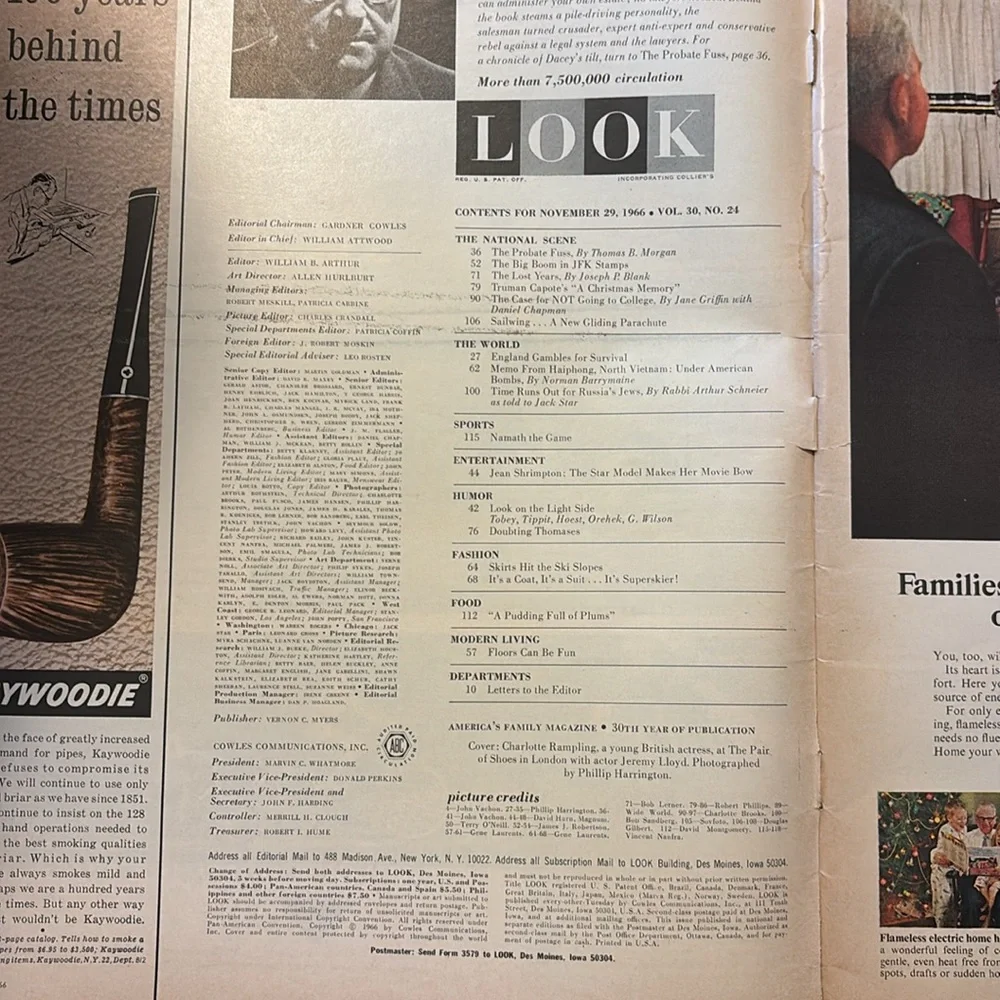 Vintage Look Magazine November 29 1966 Simon & Garfunkel JFK Stamps